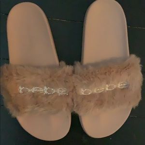 Pink Bebe slippers, size 9.